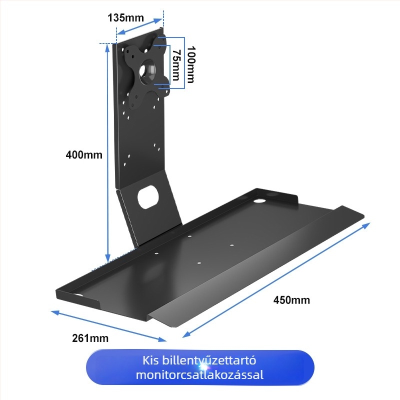Ipari berendezésekhez monitorállvány, falra szerelhető LCD emelhető teleszkópos karral és billentyűtartóval; Anyag: hideg-rolós acél; Márka: Zhiercheng; Modell: Idstp02G; Tömeg: 10 kg