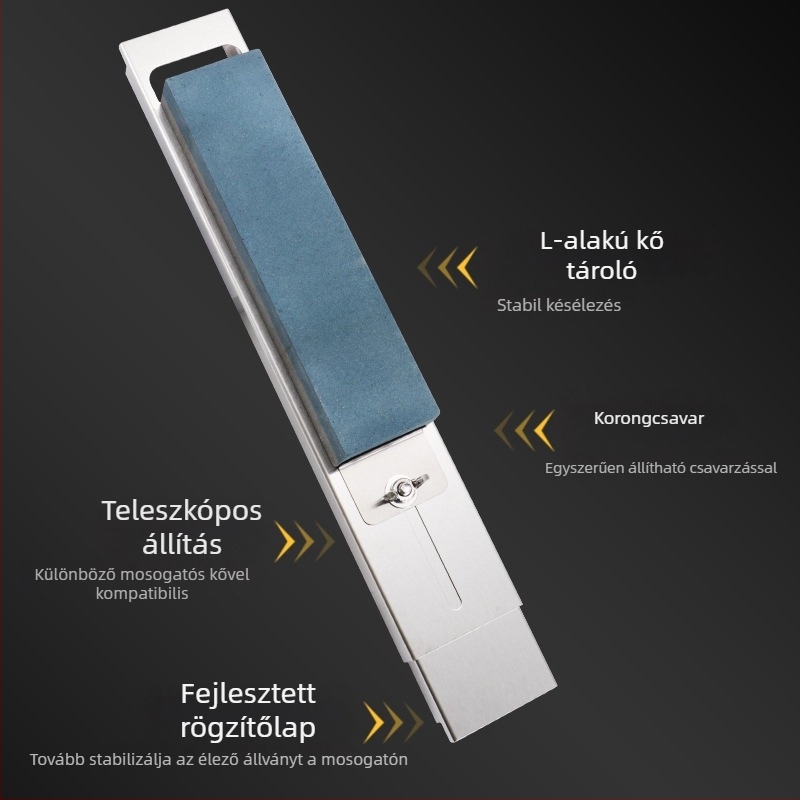 Rozsdamentes acél konyhai kétoldalas élező kő teleszkópos csúszásmentes tartóval a gyors pengézéshez