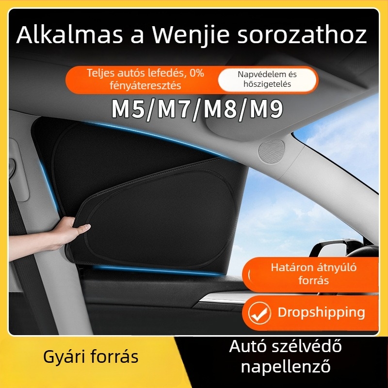 Wenjie M5/M7/M8/M9 kompatibilis — Ablakárnyékoló és oldalsó ablakok privátfüggöny, teljes jármű napsugárzás elleni védelem és hőszigetelés, kemping panel