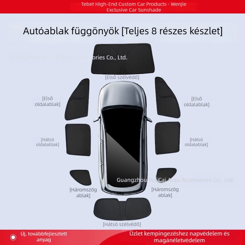 Wenjie M5/M7/M8/M9 kompatibilis — Ablakárnyékoló és oldalsó ablakok privátfüggöny, teljes jármű napsugárzás elleni védelem és hőszigetelés, kemping panel