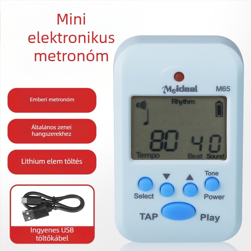 Zongora metronóm – M65 modell, ABS műanyag, metronóm, hangoló és változó tónus; alkalmas zongorára, gitárra, guzhengre, dobokra, hegedűre, erhu-ra és szaxofonra.
