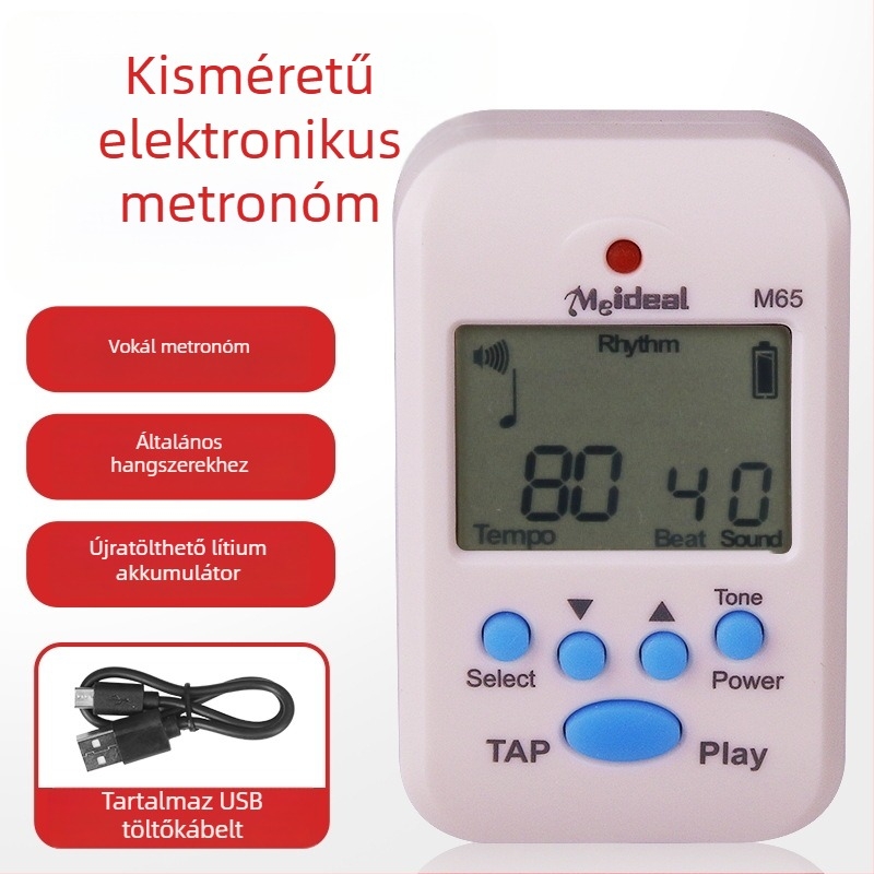 Zongora metronóm – M65 modell, ABS műanyag, metronóm, hangoló és változó tónus; alkalmas zongorára, gitárra, guzhengre, dobokra, hegedűre, erhu-ra és szaxofonra.