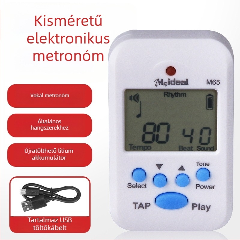 Zongora metronóm – M65 modell, ABS műanyag, metronóm, hangoló és változó tónus; alkalmas zongorára, gitárra, guzhengre, dobokra, hegedűre, erhu-ra és szaxofonra.