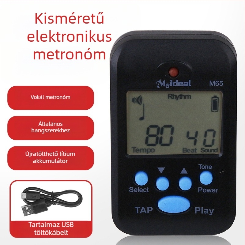 Zongora metronóm – M65 modell, ABS műanyag, metronóm, hangoló és változó tónus; alkalmas zongorára, gitárra, guzhengre, dobokra, hegedűre, erhu-ra és szaxofonra.