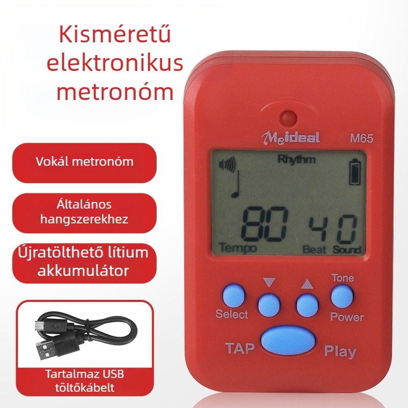 Zongora metronóm – M65 modell, ABS műanyag, metronóm, hangoló és változó tónus; alkalmas zongorára, gitárra, guzhengre, dobokra, hegedűre, erhu-ra és szaxofonra.