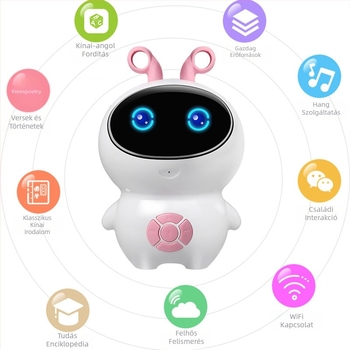 AI beszédfelismerő oktató robot korai neveléshez Wi-Fi-vel, újratölthető akkumulátor, MP3 lejátszás, érzelmi interakció | ABS műanyag | 4-6 éveseknek
