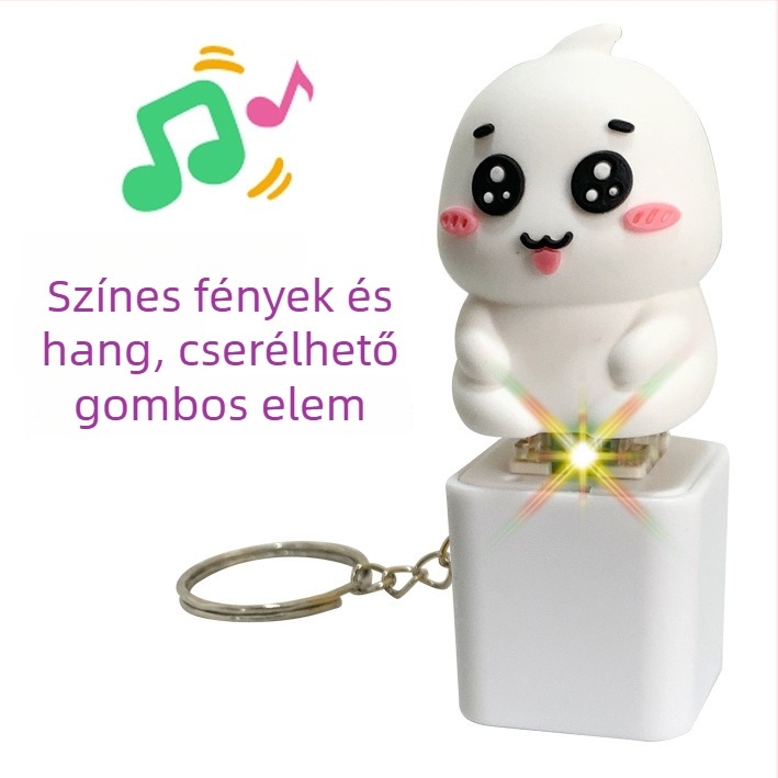 Elektronikus kulcstartó Buddha-természettel és fa hal motívummal, világító nyomógomb