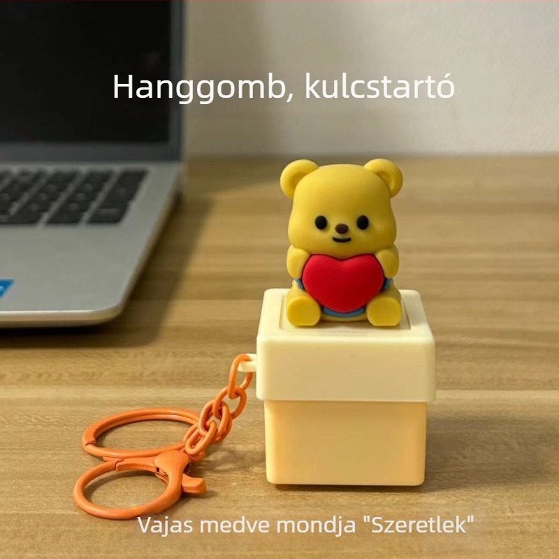 Elektronikus kulcstartó Buddha-természettel és fa hal motívummal, világító nyomógomb