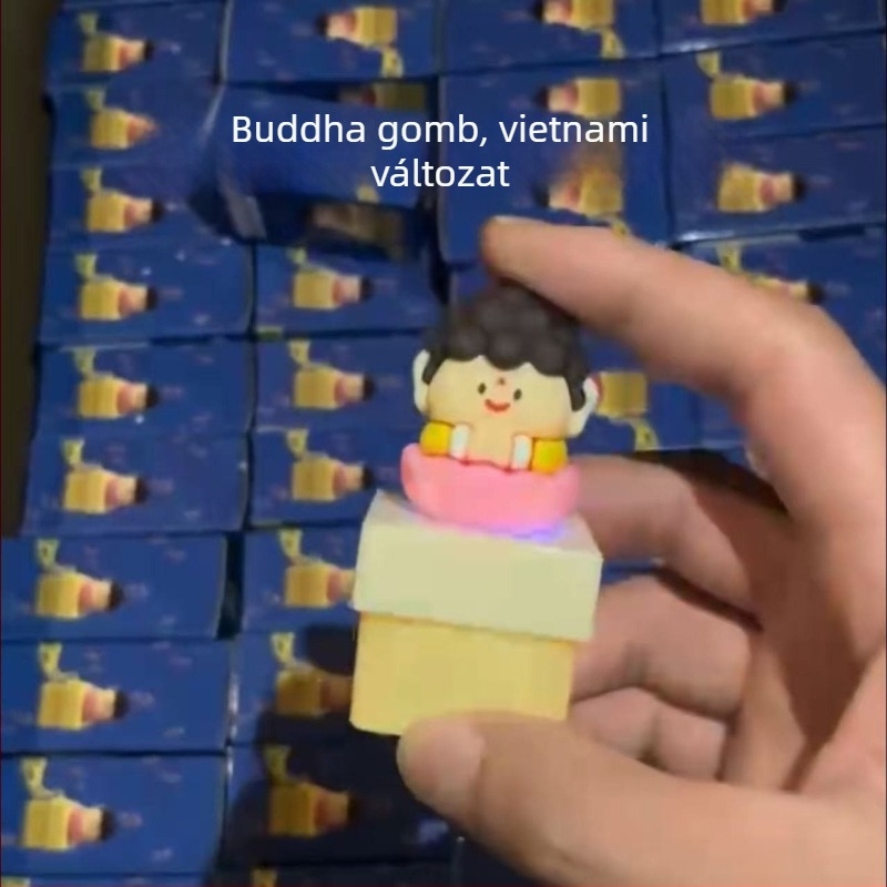 Elektronikus kulcstartó Buddha-természettel és fa hal motívummal, világító nyomógomb