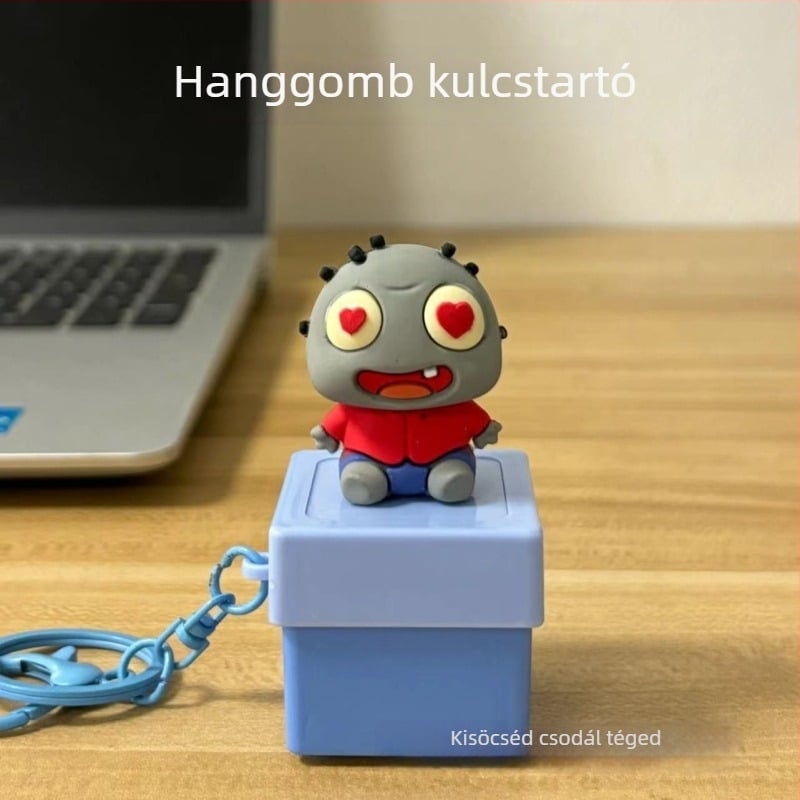 Elektronikus kulcstartó Buddha-természettel és fa hal motívummal, világító nyomógomb