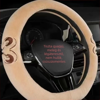 Tiszta gyapjú kormányvédő autóhoz, téli univerzális, plüss, csúszásmentes, stílusos sedan