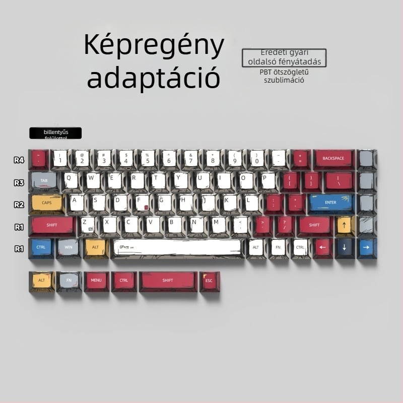 Személyre szabott kulcskapok mechanikus billentyűzethez — univerzális, eredeti magasság, ötoldalas szublimáció, Pbts anyag, 420 g