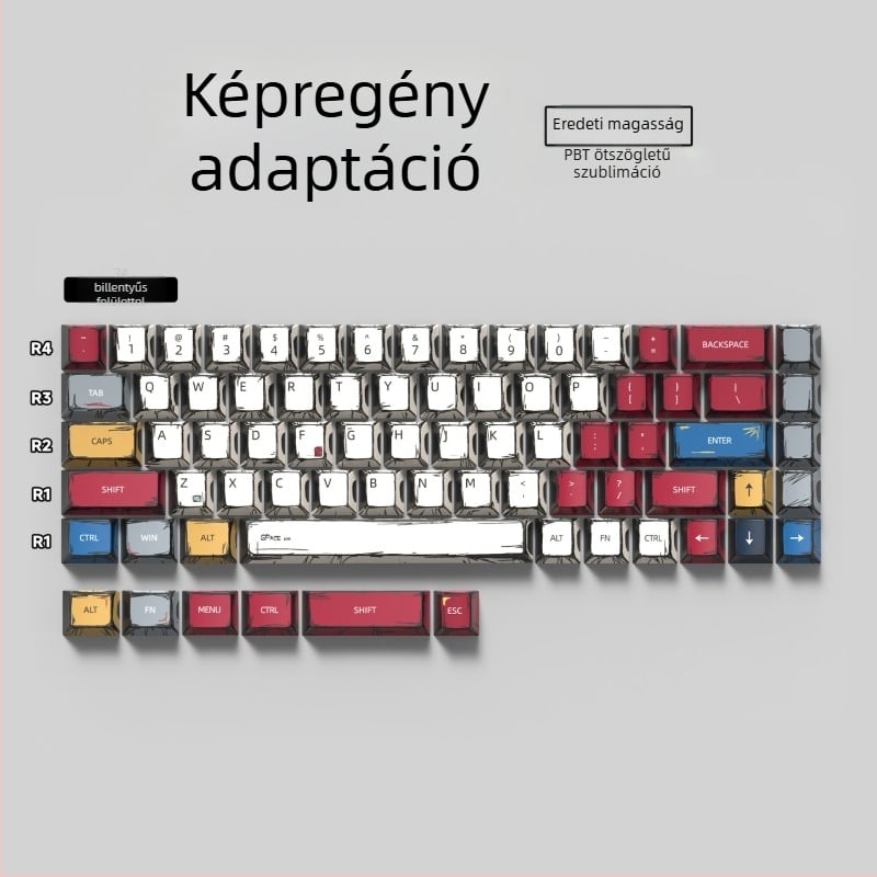 Személyre szabott kulcskapok mechanikus billentyűzethez — univerzális, eredeti magasság, ötoldalas szublimáció, Pbts anyag, 420 g