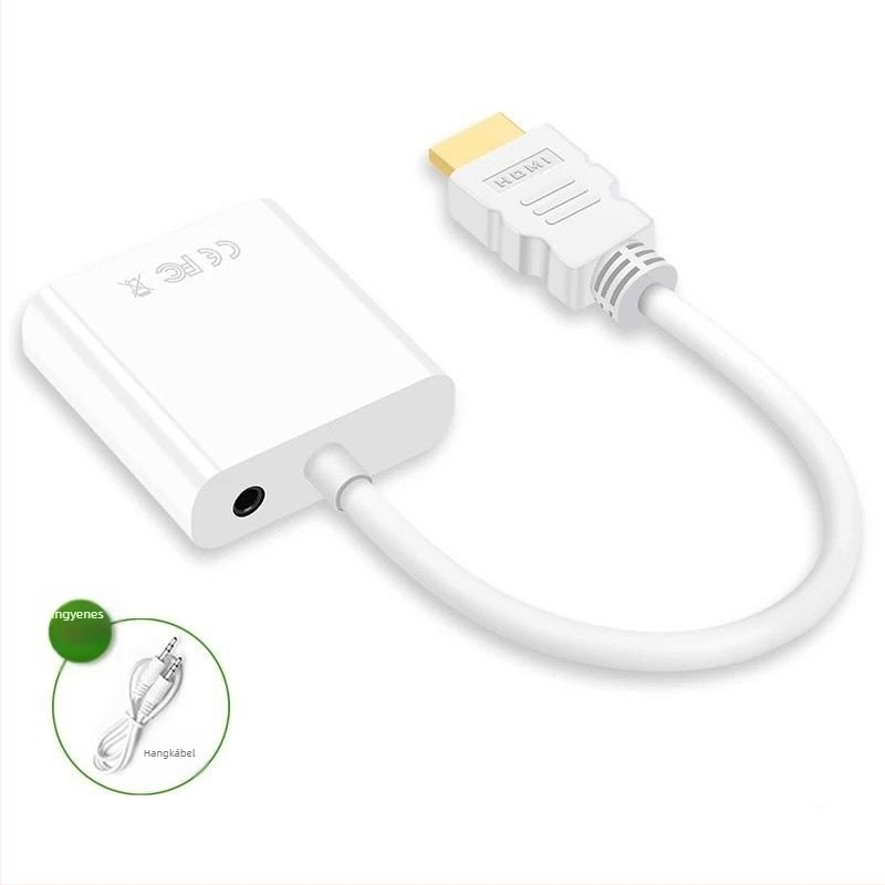 HDMI–ről VGA-ra adapter, modell B7, HDMI interfész, 25 cm hosszú, rézbevonatú acélmag