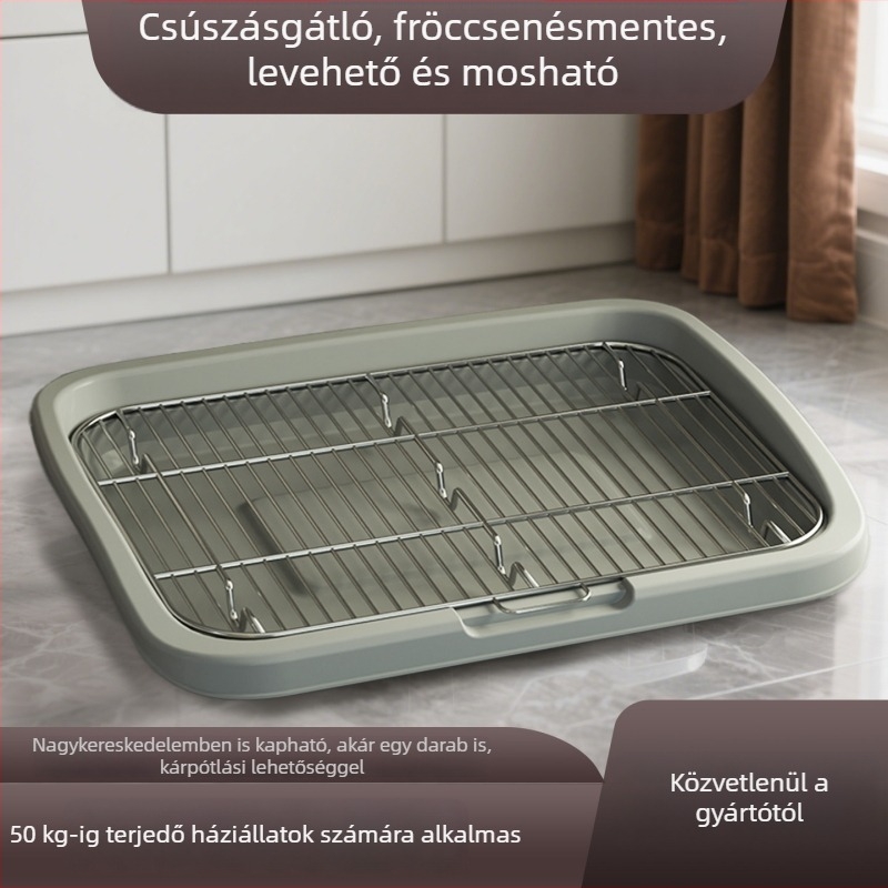 Kutyatoalett acélkeretes szerkezettel közepes és nagy testű kutyáknak, könnyen tisztítható, csúszásmentes