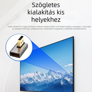 DP 90° könyökös adapter DP‑DP, 8K60Hz, rézmag, egy végű