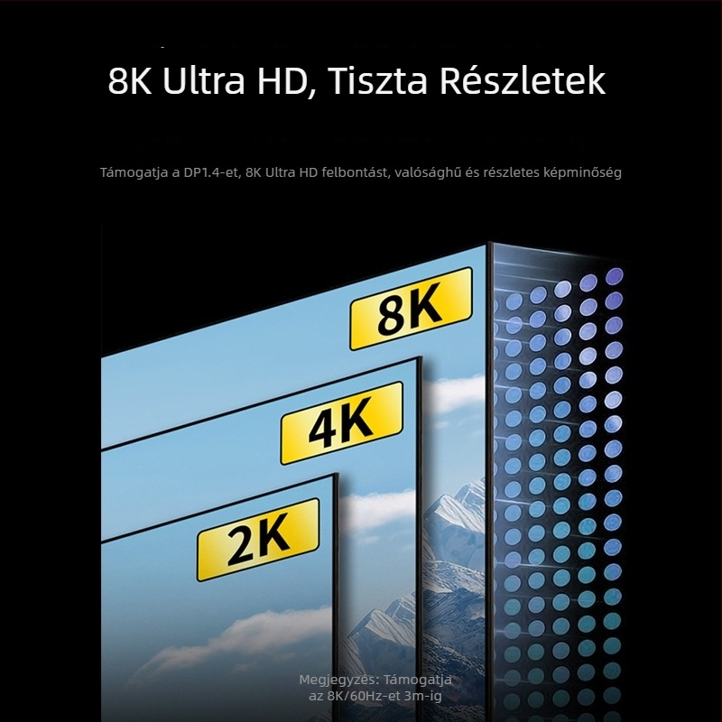 DP 90° könyökös adapter DP‑DP, 8K60Hz, rézmag, egy végű