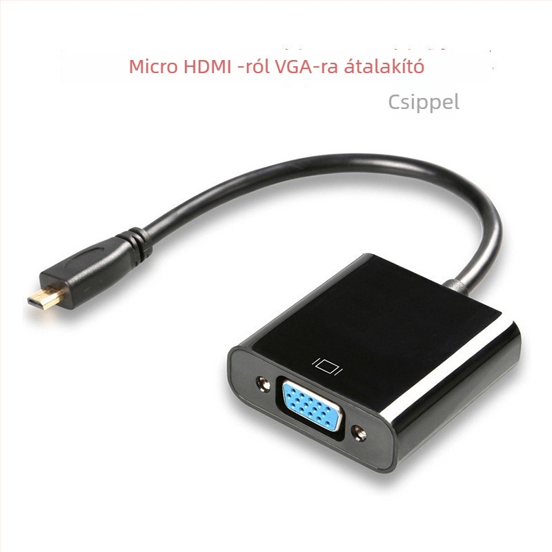 Micro HDMI to VGA adapterkábel beépített chippel, 1080P, Micro HDMI csatlakozó