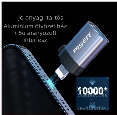 Pinsheng SW-H02 OTG adapter Apple-hez — Lightning to USB, Type-C konverter mobiltelefonokra és tabletekre, USB flash meghajtókhoz