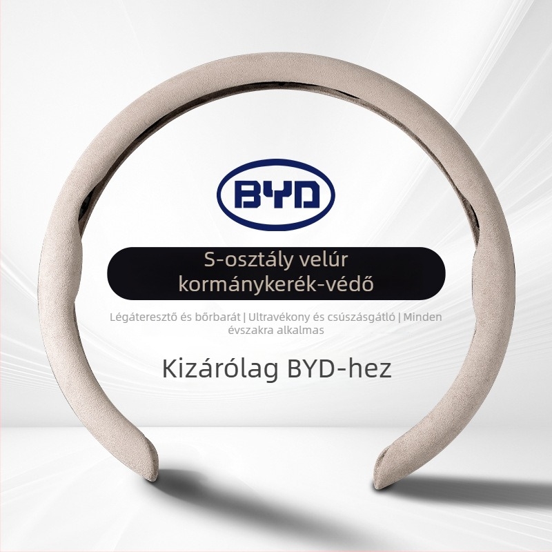 Velúr kormánykerék huzat, kompatibilis BYD Qin Plus, Han EV, Song Plus, Tang, DM-i Yuan Pro, Dolphin, Seagull, Seal