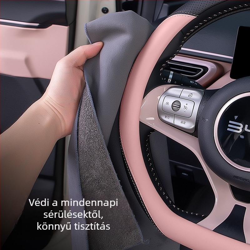Műbőr kormánykerék-huzat, ultra vékony, csúszásmentes, egyszerű stílus, univerzális, mind az évszakokhoz, általános szerelés