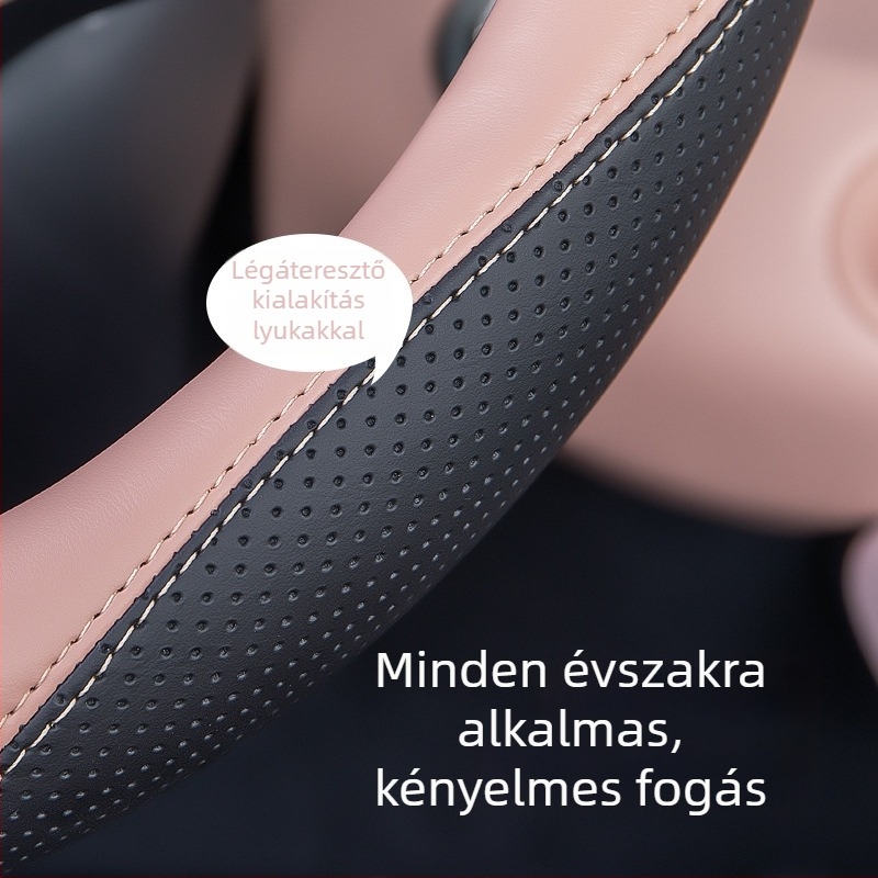 Műbőr kormánykerék-huzat, ultra vékony, csúszásmentes, egyszerű stílus, univerzális, mind az évszakokhoz, általános szerelés