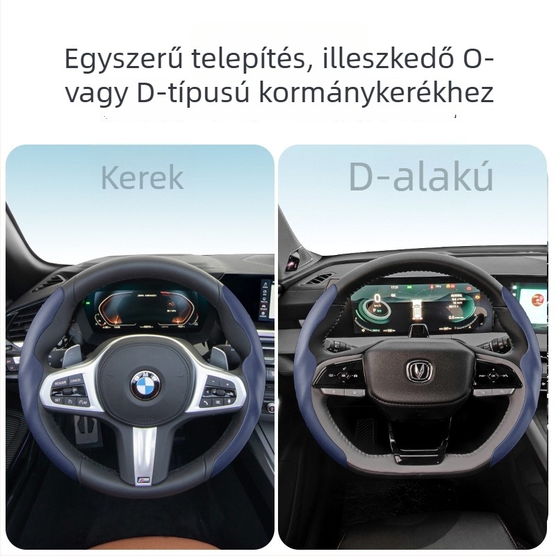 Autó kormánykerék borítás folyadékszerű textúrával, csúszásmentes, minden évszakra, univerzális illeszkedés, PU anyag