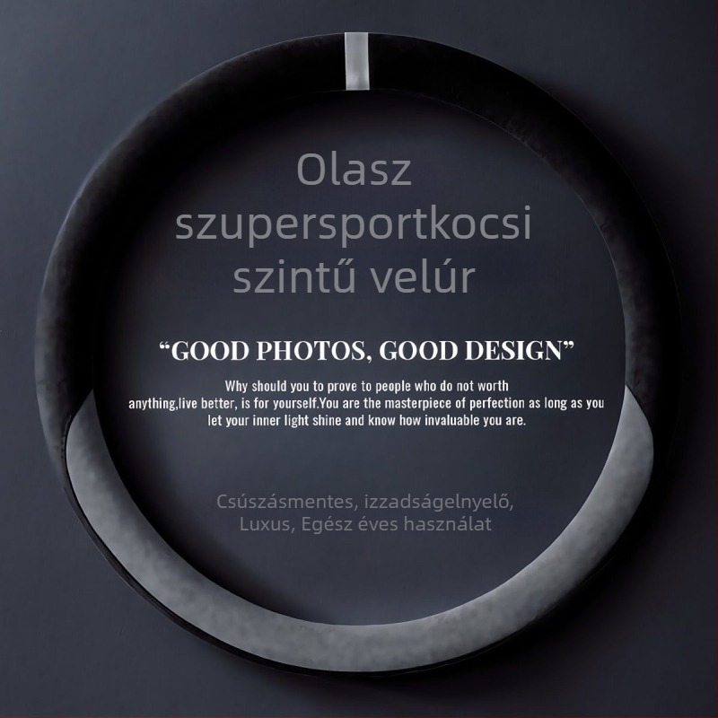 Velúr bőr kormánykerékvédő, univerzális egész éves használatra, csúszásmentes, lélegző, kopásálló