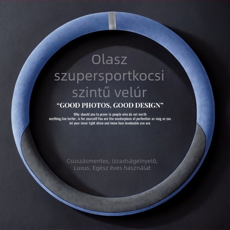 Velúr bőr kormánykerékvédő, univerzális egész éves használatra, csúszásmentes, lélegző, kopásálló