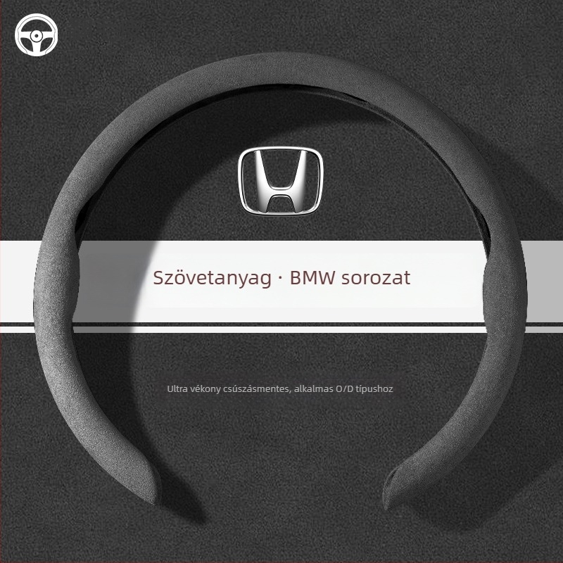 Velúr bőr kormánykerék borító, univerzális illeszkedés, Honda járművekhez, minden évszakban használható