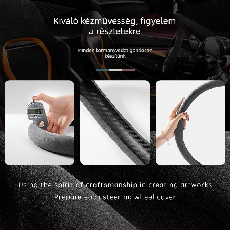 Velúr bőr kormánykerék borító, univerzális illeszkedés, Honda járművekhez, minden évszakban használható