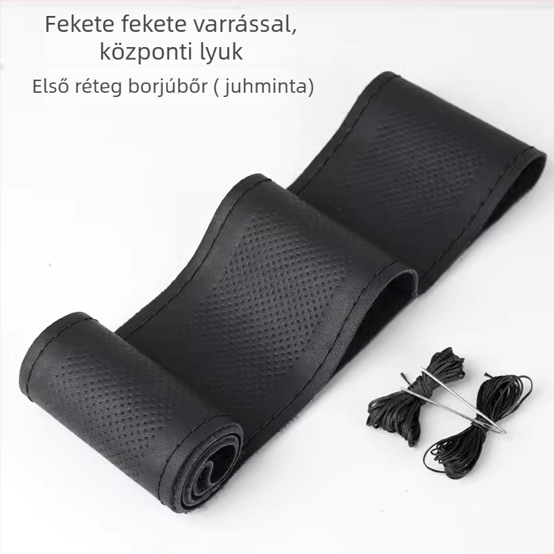 Kézzel varrott, valódi bőrből készült kormánykerék-huzat, négy évszakos használatra, Enchanted Cow járműveihez, általános telepítés