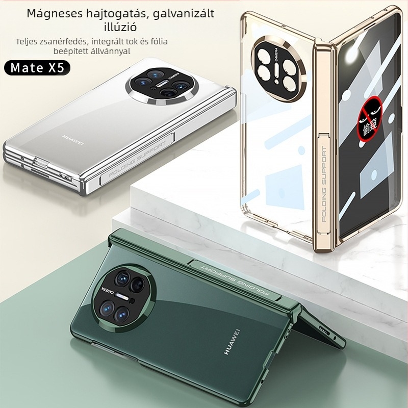 Huawei MateX5 átlátszó TPU tok elektroplátolt felülettel, a hajtogatható kijelzőhöz, beépített kijelzővédő, teljes védelem