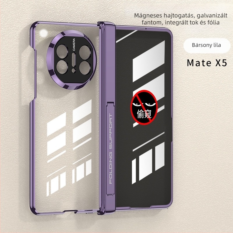Huawei MateX5 átlátszó TPU tok elektroplátolt felülettel, a hajtogatható kijelzőhöz, beépített kijelzővédő, teljes védelem