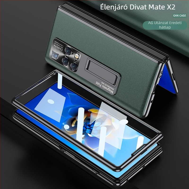Huawei MateX2 hajlított telefonhoz teljes lefedettségű tok beépített kijelzővédővel, AG Phantom fényes felület, fekete