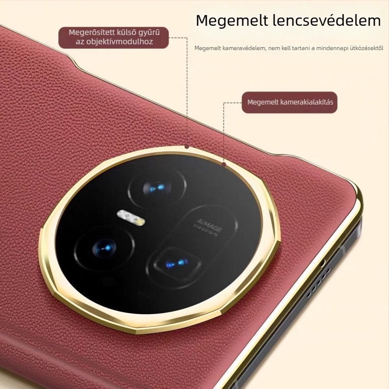 Honor MagicV5 telefonhoz készült ultra vékony bőrtok középső tengely védelemmel, hőelvezetés, ütésálló, üzleti minimalist stílus