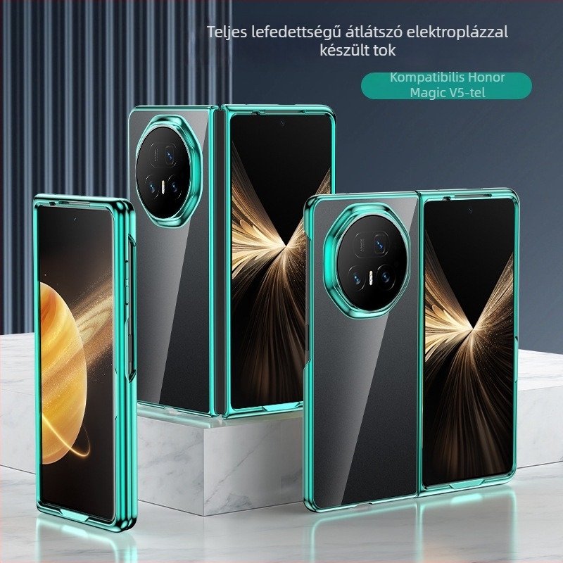 HONOR MagicV5 elektroplatált PC tok – testreszabható, ütésálló, hőelvezetés, anti-ujjlenyomat