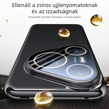 Huawei Pura80 bőrtok beépített objektív-tartóval és esés elleni védelemmel