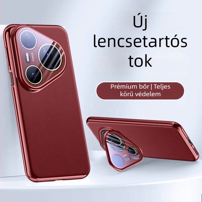 Huawei Pura80 bőrtok beépített objektív-tartóval és esés elleni védelemmel