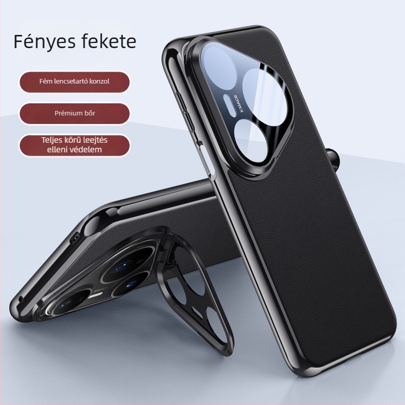 Huawei Pura80 bőrtok beépített objektív-tartóval és esés elleni védelemmel