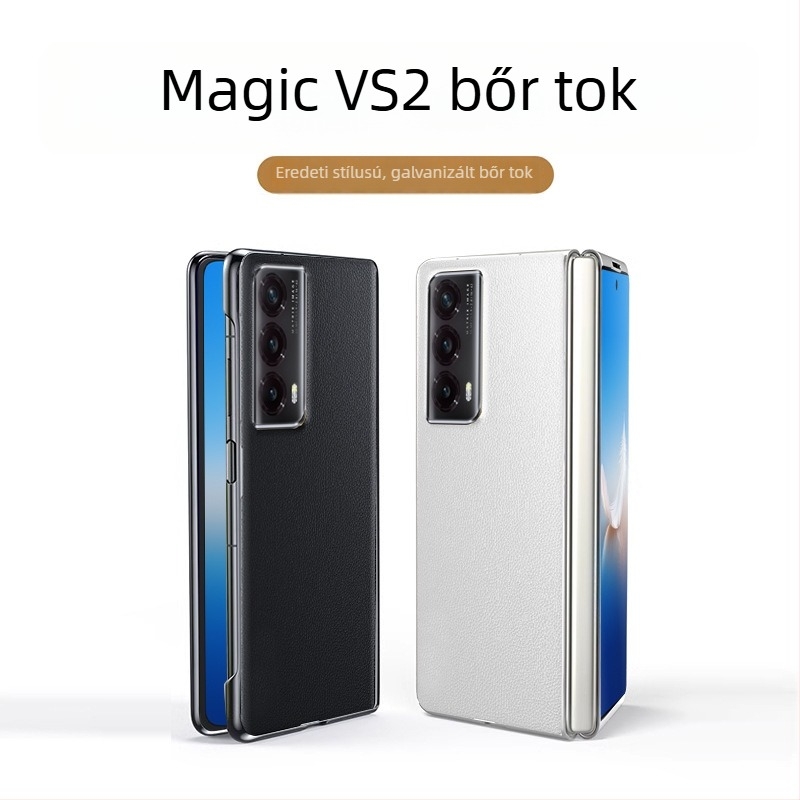 Honor Magic Vs 2 telefonvédő tok elektroplatinált éllel, műbőr, védelem a hajtogatható kijelző számára, kemény tok teljes lefedettséggel