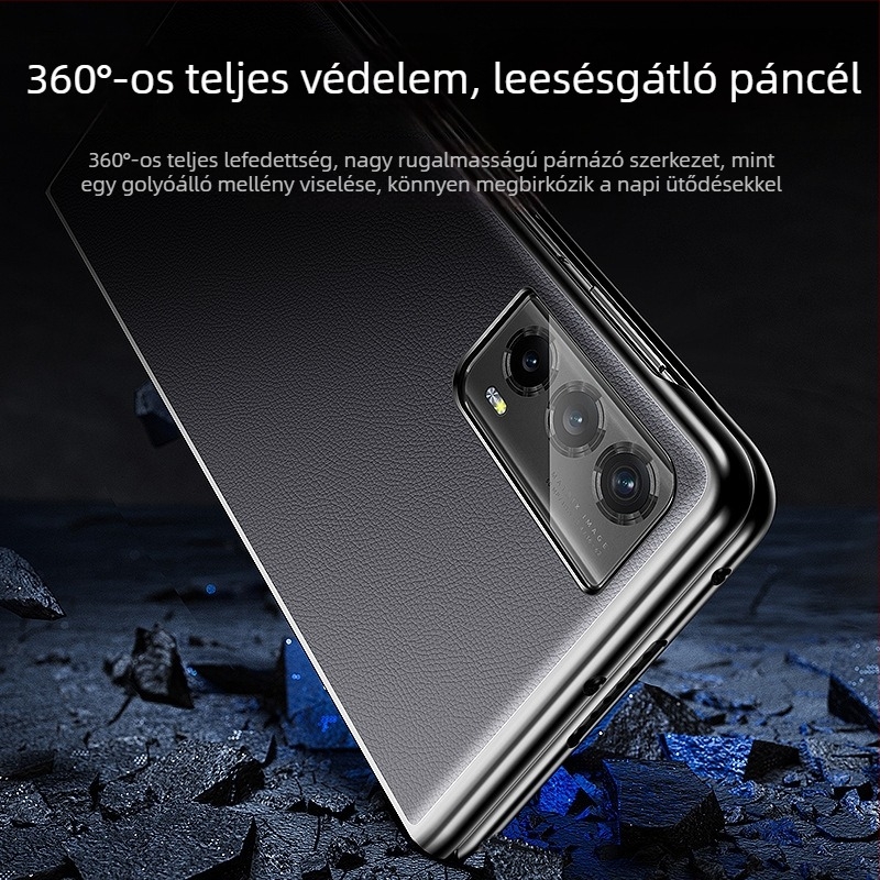 Honor Magic Vs 2 telefonvédő tok elektroplatinált éllel, műbőr, védelem a hajtogatható kijelző számára, kemény tok teljes lefedettséggel