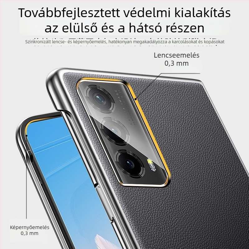 Honor Magic Vs 2 telefonvédő tok elektroplatinált éllel, műbőr, védelem a hajtogatható kijelző számára, kemény tok teljes lefedettséggel