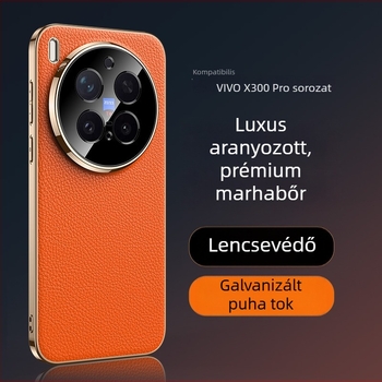 Vivo X300 Pro teljes körű védőtok luxus valódi bőrből, lencsevédelmet biztosítva