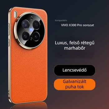 Vivo X300 Pro teljes körű védőtok luxus valódi bőrből, lencsevédelmet biztosítva