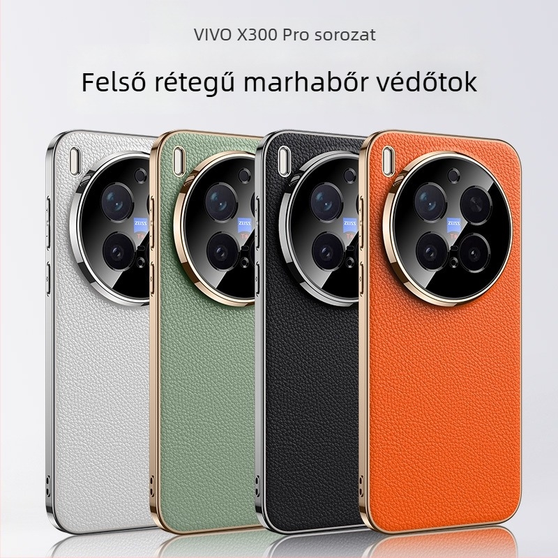 Vivo X300 Pro teljes körű védőtok luxus valódi bőrből, lencsevédelmet biztosítva