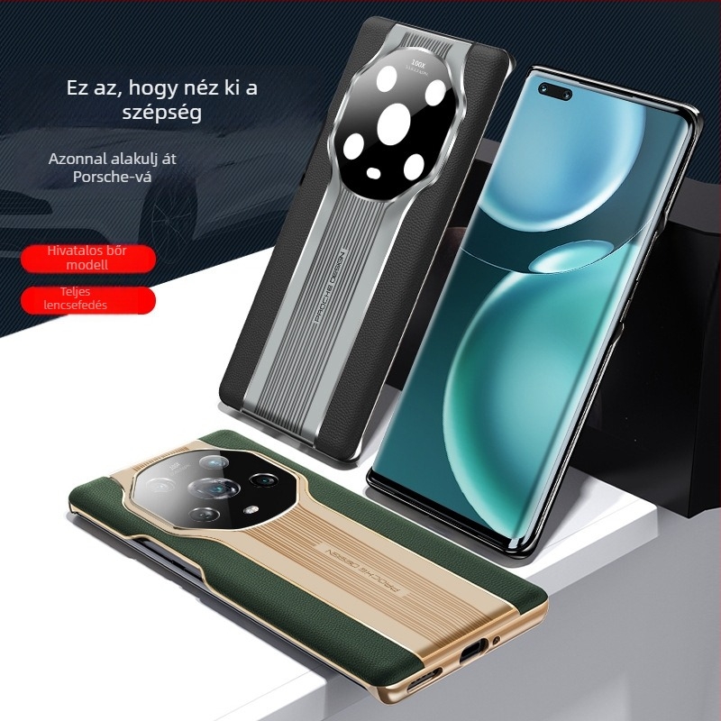 Honor Magic4 Pro-hoz készült bőrtok, teljes védelmet nyújtó objektívvel, ütésálló, kézzel készített, Porsche-stílus