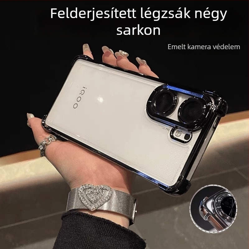 Telefon tok – Szilikon, Egyszerű kialakítás, Négy sarkos ütésállóság, OPPO-kompatibilis, Objektívvédő fólia