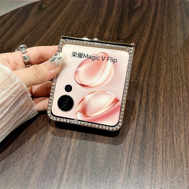 Honor Magic V Flip telefonhoz való tok, összehajtható kijelzővel, PC anyag, elektropolírozott csillogó felület, teljes lefedettség, ütésálló és nyommentes védelem