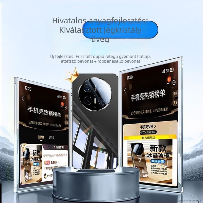 Huawei Mate70 telefonvédő tokkal: teljes objektív védelmet nyújtó kialakítás, tükrös üveg, ütésálló, elektroplatinált felület, hőelvezetés